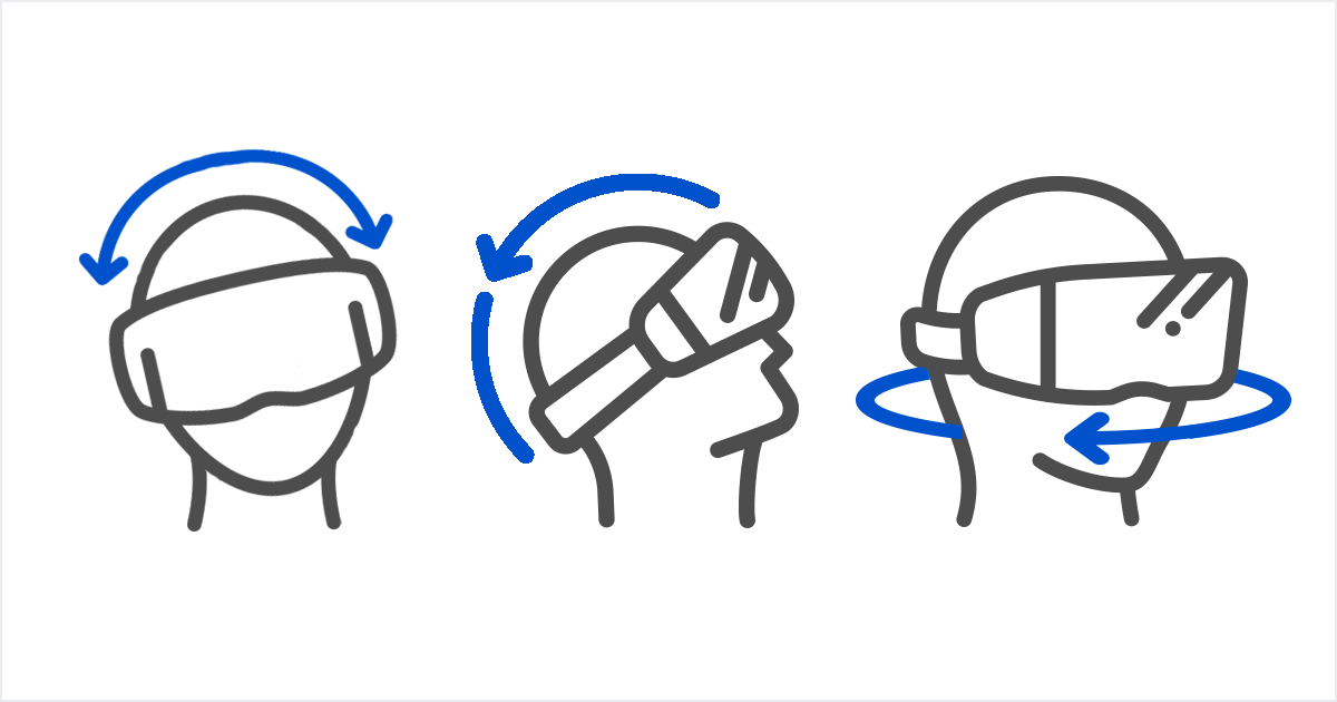 頭を傾ける人のイラスト、頭を上下に動かす人のイラスト、頭を左右に動かす人のイラスト